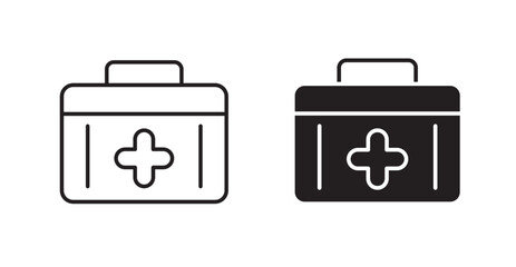 First aid thin line and fill vector icons set