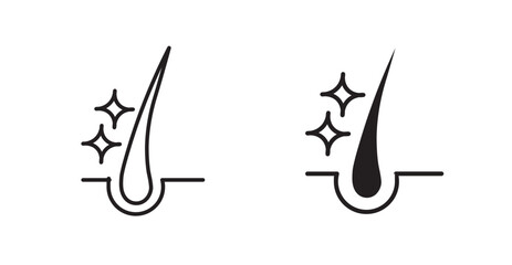 Hair thin line and fill vector icons set