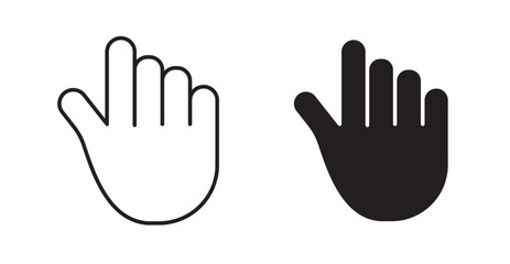 Hand click thin line and fill vector icons set