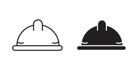 Helmet thin line and fill vector icons set