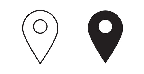Fototapeta premium Location thin line and fill vector icons set