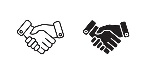 Partnership thin line and fill vector icons set