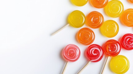 Variety Of Round Lollipops In Red, Orange, And Yellow