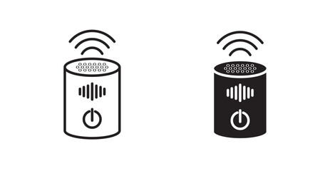 Smart speaker thin line and fill vector icons set