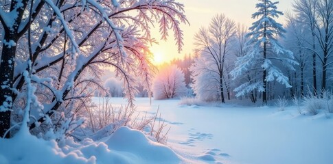 Frozen willow branches stretching towards snow-covered trees, serene landscape, winter branches, frozen landscape