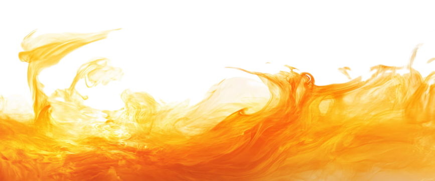 Fire on a transparent background, in white and yellow colors, in PNG