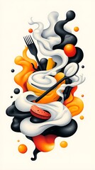 Creamy Dessert Swirl for Abstract Food Art.