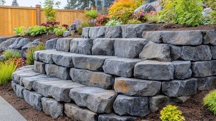 Stone Steps Garden Retaining Wall Landscape Design