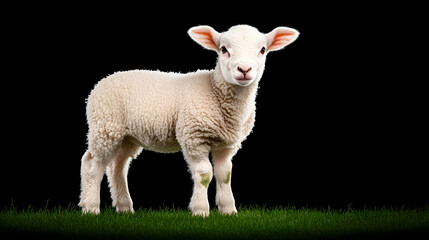 Obraz premium Cute lamb standing on grass