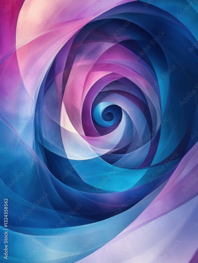 Aufkleber Colorful swirling patterns create a dynamic and visually balanced abstract design featuring vibrant shades of blue, purple, and pink