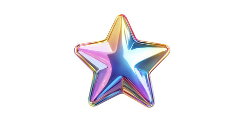 Obraz premium Multicolored iridescent star illustration set isolated on transparent background