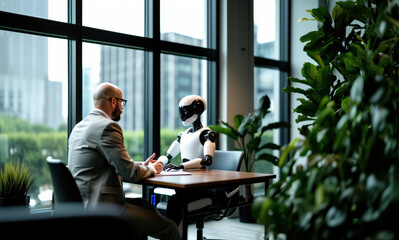 AI and Human Interaction in a Professional Environment, Job Interview Scene
