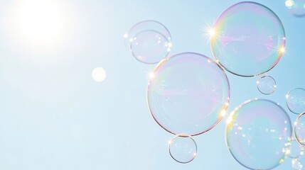 Enchanted Soap Bubbles Under A Luminous Blue Sky