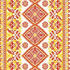 Ukrainian embroidery seamless pattern representing slavic culture and folk art