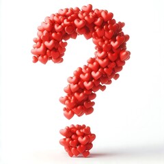The question mark is made of red hearts
