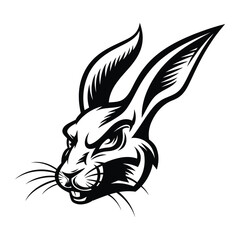 Black and White Rabbit Vector Illustration – Bold Mascot Style Bunny Head
