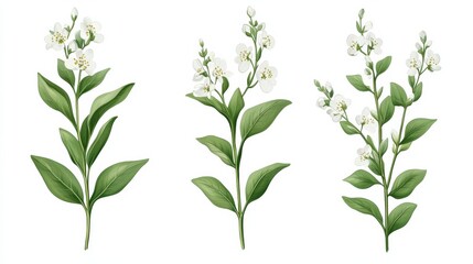 Obraz premium Wild flowers vector collection. herbs, herbaceous flowering plants, blooming flowers, subshrubs isolated on white background. Hand drawn detailed botanical vector illustration.