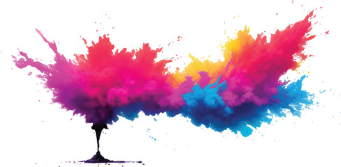 Radiant Watercolor Brush Strokes and Explosive Colorful Splashes on a White Canvas, Blending Abstract Art with a Playful, Modern Touch to Create an Exciting and Dynamic Visual Experience.
