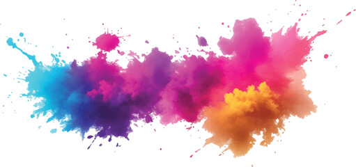 Radiant Watercolor Brush Strokes and Explosive Colorful Splashes on a White Canvas, Blending Abstract Art with a Playful, Modern Touch to Create an Exciting and Dynamic Visual Experience.
