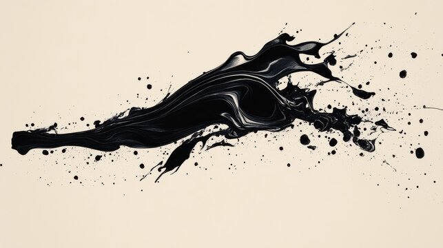 Brush stroke splash element painted with ink