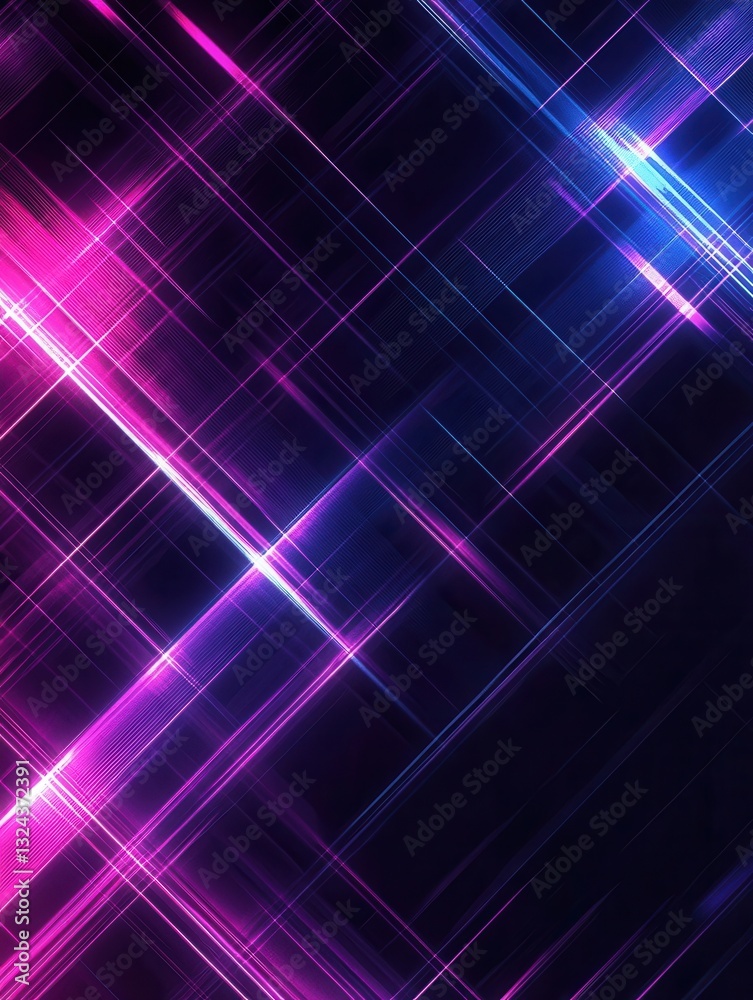 Aufkleber neon abstract digital pattern with glowing lines in blue and purple shades against a dark gradient b
