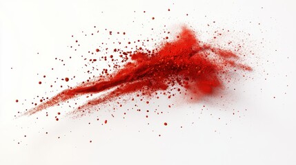 Fototapeta premium A realistic 3D illustration of chili pepper powder splashes on a white background, like paint clouds or design elements, resembling a colorful explosion