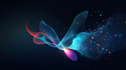 Abstract futuristic digital wave with glowing particles in deep blue and neon pink, dynamic motion background for technology, artificial intelligence, big data, and cyber space applications