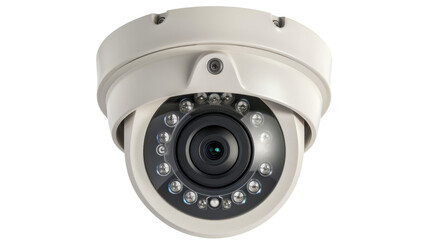 Modern security camera providing surveillance with infrared leds on transparent background