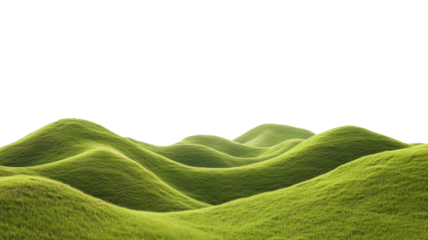 Green grassy hills rolling across transparent background