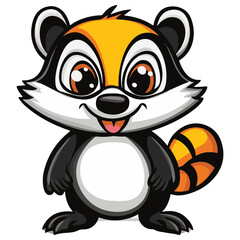 Obraz premium Cheerful Cartoon Badger with Black and White Stripes