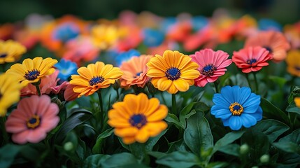 Colorful flowers blooming in a garden create a vibrant romantic atmosphere for spring celebrations.