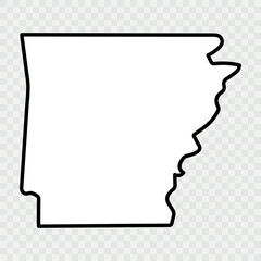 Arkansas Map Black, State Border, United States, US America, Transparent Isolated, Variations. High detailed vector map - Arkansas. Vector icon