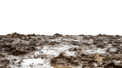 Wet mud ground covering transparent background representing off-road adventure