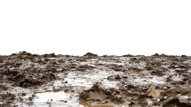 Wet mud ground covering transparent background representing off-road adventure
