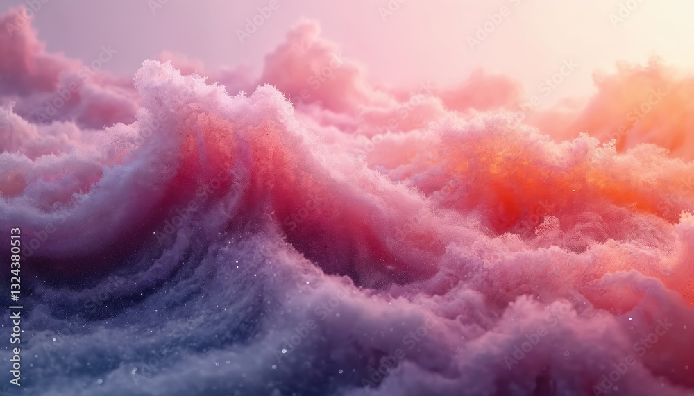 Aufkleber abstract dynamic waves background in pink purple shades. modern, bright steam fog flow effect with t