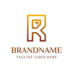 Letter R Luxury Diamond Logo, for luxury brands, high end jewelry companies, or premium services