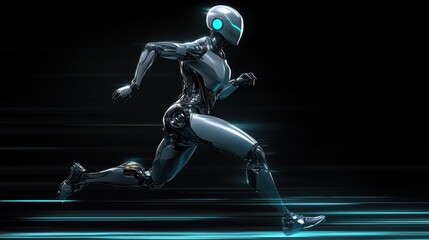A humanoid robot AI agent running symbolizing the growth of agentic autonomy and autonomous success in the future using automation in work for the success of humanity