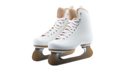 White ice skates with transparent background ready for winter sports