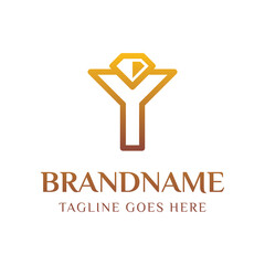 Fototapeta premium Letter Y Luxury Diamond Logo, for luxury brands, high end jewelry companies, or premium services