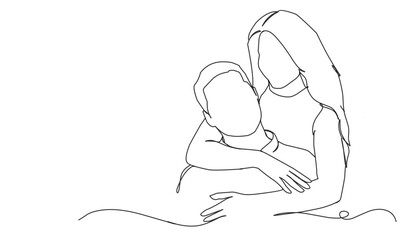 Couple Creative Contemporary Abstract Line Drawing. Beauty Fashion Peoples. Vector Minimalist Design for Wall Art, Print, Card, Poster