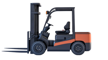 Modern forklift truck isolated on transparent background
