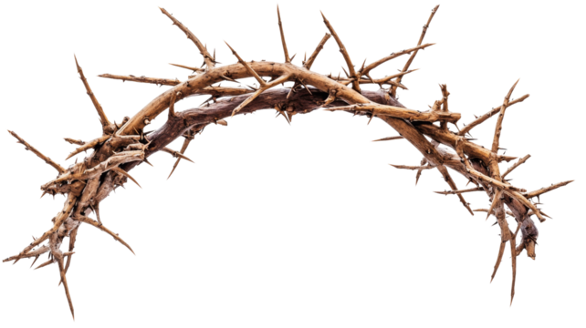 Crown of thorns representing suffering and sacrifice of jesus christ on transparent background