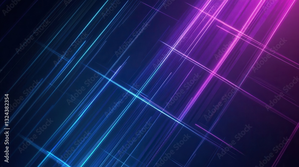 Leinwandbilder abstract digital design featuring glowing neon lines in blue and purple forming a grid pattern on a 