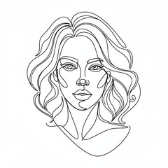 Poster encadré Continuous line drawing illustrating female face with elegant hairstyle, expressing beauty and simplicity