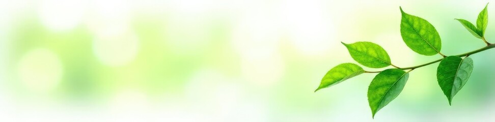 Fototapeta premium Isolated leaves in soft focus on white background, plant, delicate, green