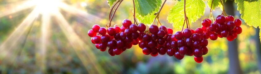 Autumn Sunlight Illuminating a Ripe Red Rosehip Stock Photo