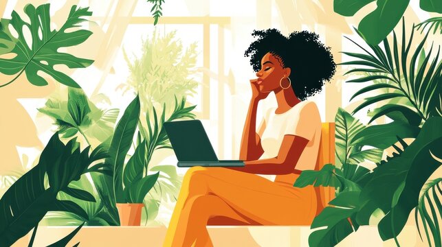 Freelancer Surrounded by Greenery