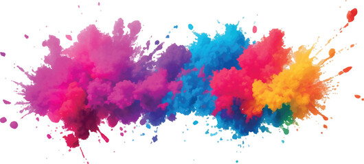 Lively and Bold Watercolor Stains and Brush Strokes in an Explosive Burst of Colors, Creating a Modern Abstract Design on a Crisp White Canvas, Bringing a Dynamic Artistic Expression.
