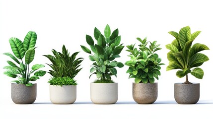 Obraz premium Stylish Green Potted Plants in Modern Flower Pots