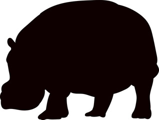 hippopotamus silhouette, vector on white background